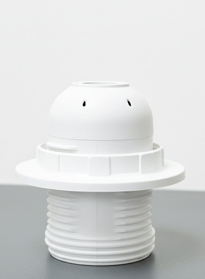 Melfi Lamp Base Adapter E27 4A Lamp Holder White Bakelite With Shade Rin Light Bulb Pendant Screw Cap Socket Vintage (White 250V) - Image 1