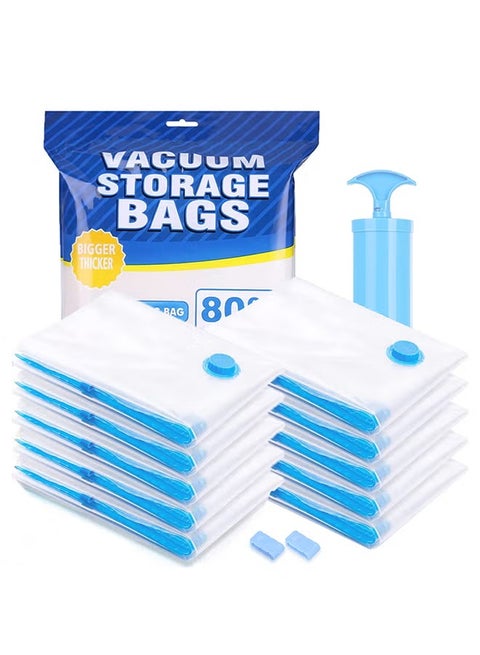 10 PCS Reusable Vacuum Storage Bags of Different Sizes with Travel Random Color Hand pumps