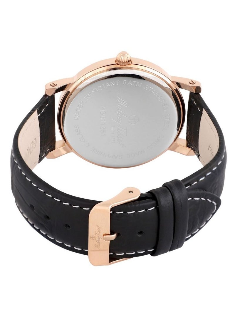 Mathey-Tissot City Black Dial Black Leather Men's Watch 42mm HB611251PN  - Image 4