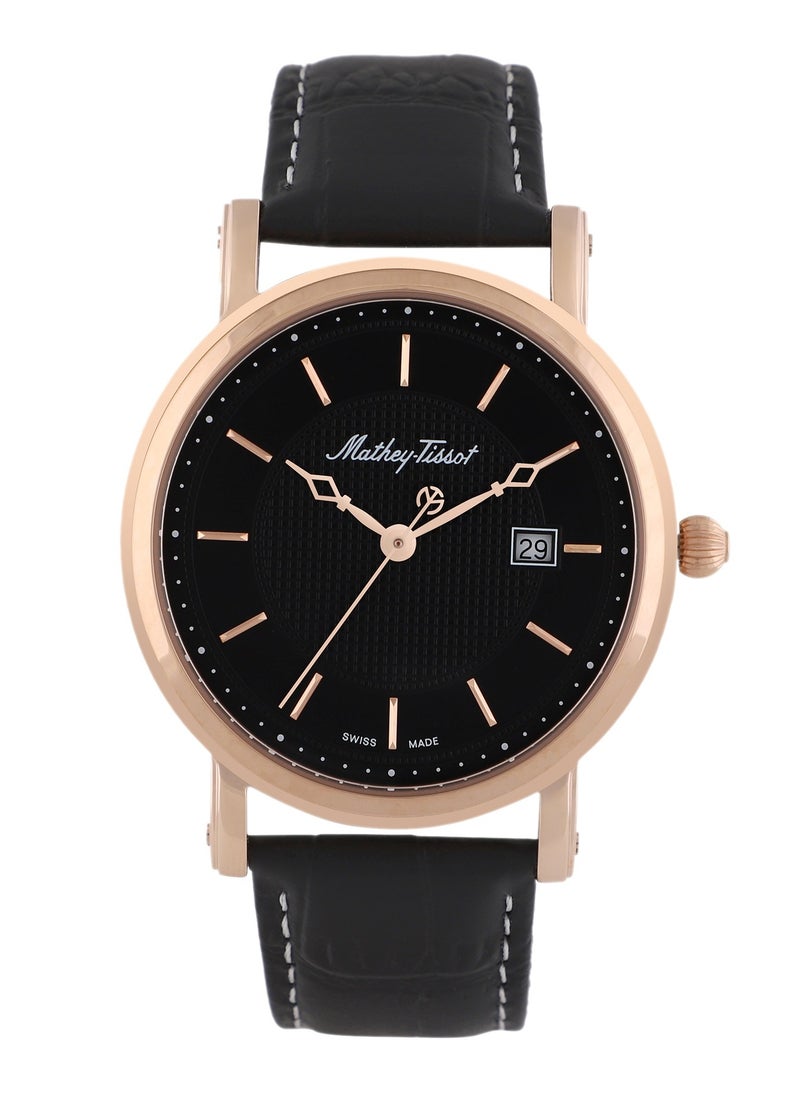 Mathey-Tissot City Black Dial Black Leather Men's Watch 42mm HB611251PN  - Image 1