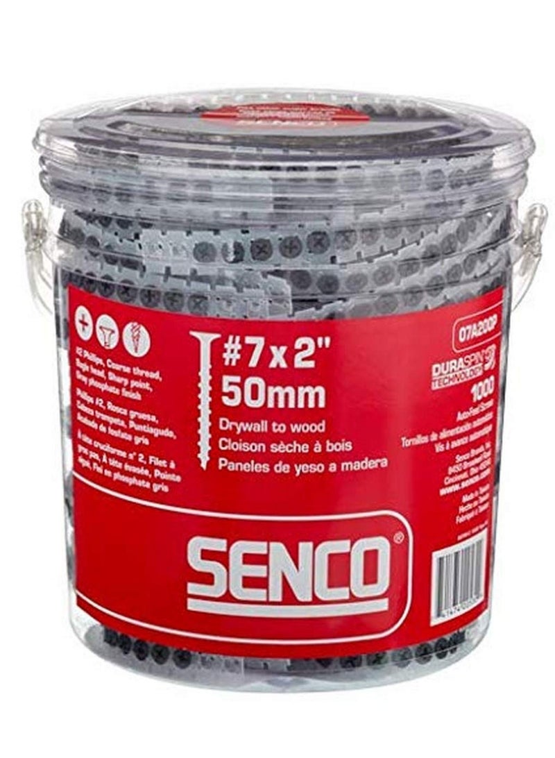 Senco 07A200P Duraspin#7 by 2" Drywall to Wood Collated Screw (1, 000per Box) , grey - Image 1