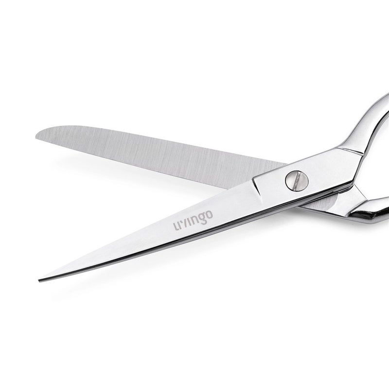 LIVINGO 8" Professional Heavy Duty Tailor Fabric Scissors, Dressmaker Sewing Classic Stainless Steel Ultra Sharp Forged Shears, Bent A-silver - Image 4