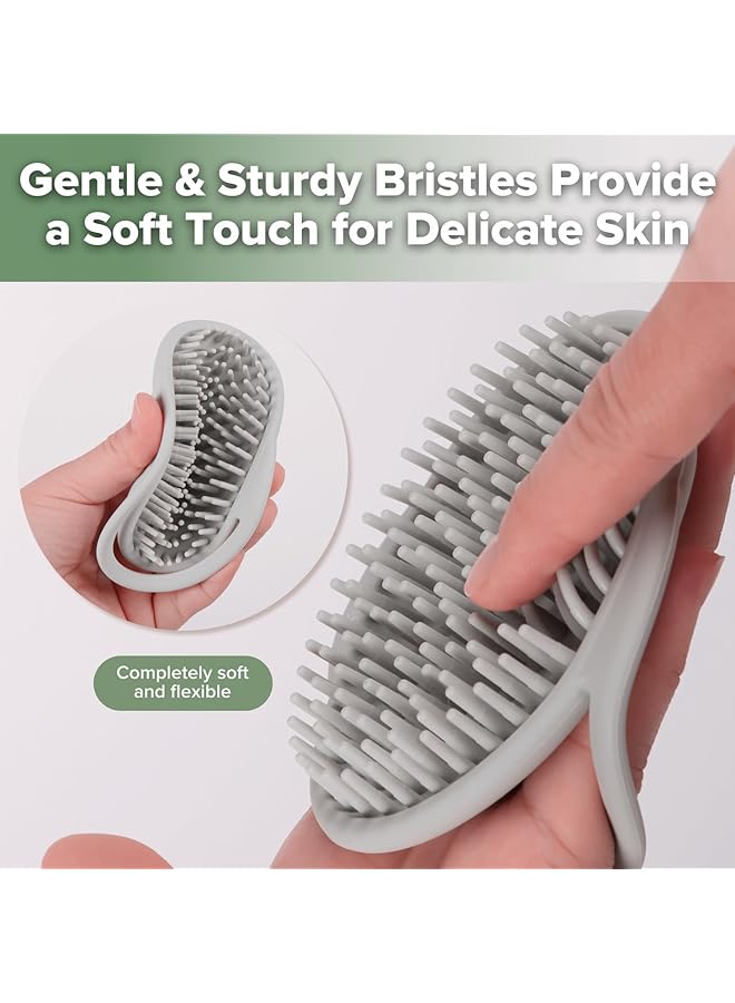 haakaa Baby Cradle Cap Brush Silicone Cradle Cap Comb Hair Scalp Massager Soft Bristles For Newborns & Toddlers Ideal Baby Shower Gifts For Mum Slate Gray - Image 5