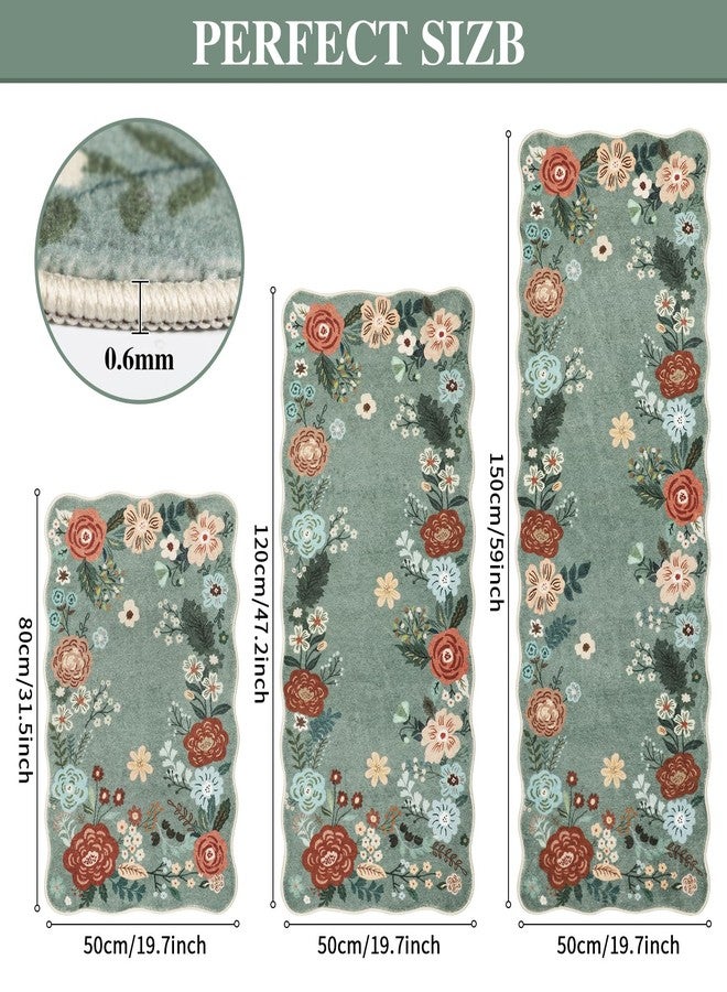 Homcomoda Floral Kitchen Rugs Mats for Floor 3PC, Farmhouse Non Slip Kitchen Rug Runner, Washable Non Skid Kitchen Rugs, Comfort Standing Mat for Laundry, Desk, Bar, Office - Image 2