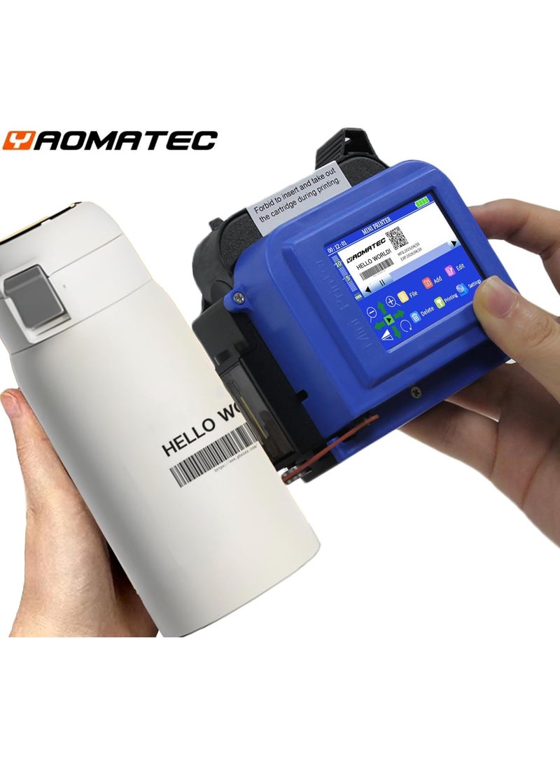 ياوماتيك طابعة نافثة للحبر محمولة صغيرة مقاس 25.4 مم/1 بوصة مع خرطوشة حبر، وجهاز وضع علامات ذكي للجيب، وطباعة على صندوق معدني من الكرتون والخشب والقماش والبلاستيك، لتاريخ الوقت والرمز الشريطي والشعار ورمز الاستجابة السريعة ورقم الدفعة والأيقونات والصور، 28 لغة - Image 1