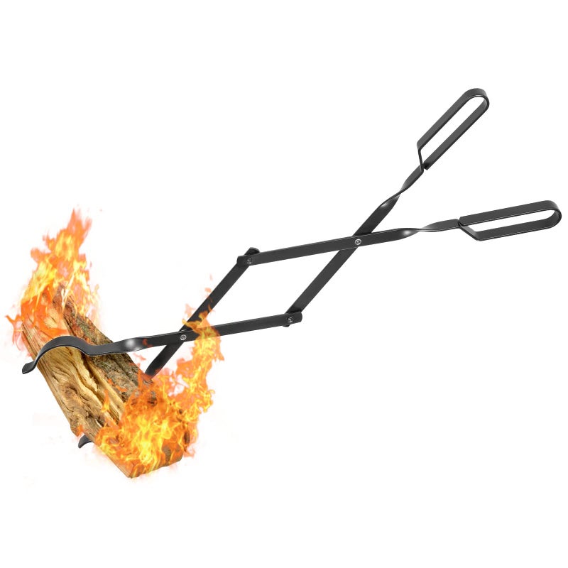 AGM Fireplace Tongs 26 Fire Pit Accessories Firewood Tongs Log Grabber for Thick logs Heavy Duty Wrought Iron FireTongs Campfire BBQ Stove Tweezers OutdoorIndoor - Image 2