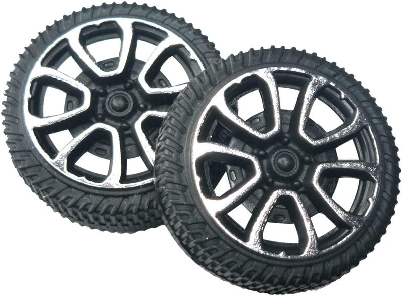 EUDAX 100pcs Plastic Roll 2mm Dia Shaft Car Truck Model Toys Wheel 30mmx9mm - Image 4