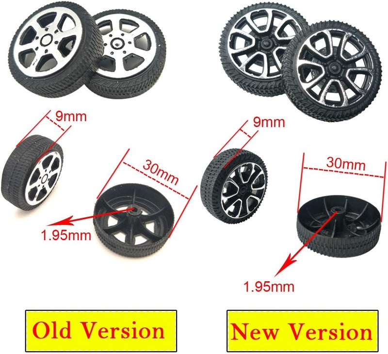 EUDAX 100pcs Plastic Roll 2mm Dia Shaft Car Truck Model Toys Wheel 30mmx9mm - Image 5
