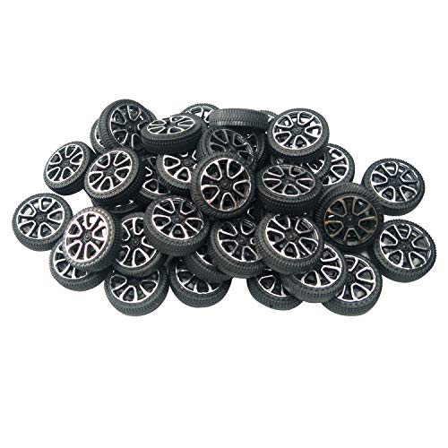 EUDAX 100pcs Plastic Roll 2mm Dia Shaft Car Truck Model Toys Wheel 30mmx9mm - Image 1