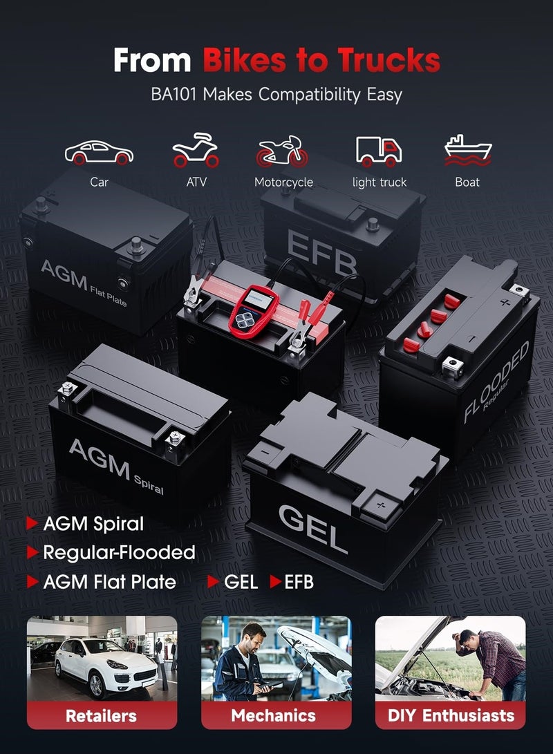 Zikra 12V Car Battery Tester Digital Tool, Automotive Battery and Alternator Diagnostic 100-2000 CCA Car Battery Load Capacity Tester Digital Battery Tester for Motorcycle, Truck, Boat, Marine & More - Image 3