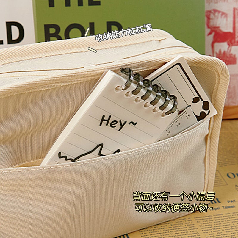 Stand-Up Large-Capacity Pencil Case, Waterproof Canvas Pencil Case, Trendy Large-Opening Stationery Bag, Popular Style - Image 5