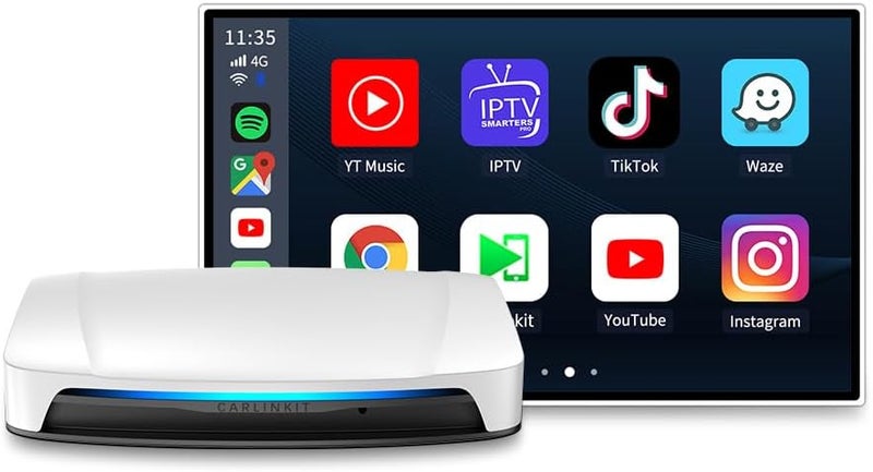 كار لينكيت صندوق كارلينكيت أندرويد AI فائق الدقة، مزود بوضع السينما HDMI مدمج، بث الفيديو في الشاشة الفرعية، معالج كوالكوم ثماني النواة، 8 جيجابايت + 128 جيجابايت، 3 في 1 أندرويد 13.0 / كاربلاي لاسلكي / أندرويد أوتو لاسلكي - Image 1