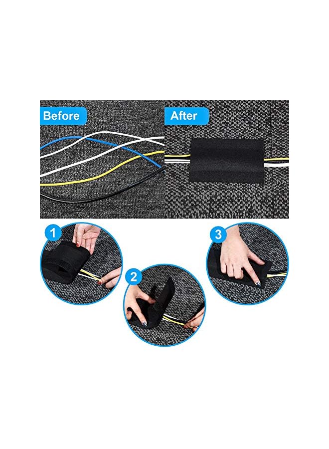 promass Cable Grip Floor Cable Cover Cords Cable Protector Cable Management Only for Commercial Office Carpet (Black, 19.69 ft) - Image 4