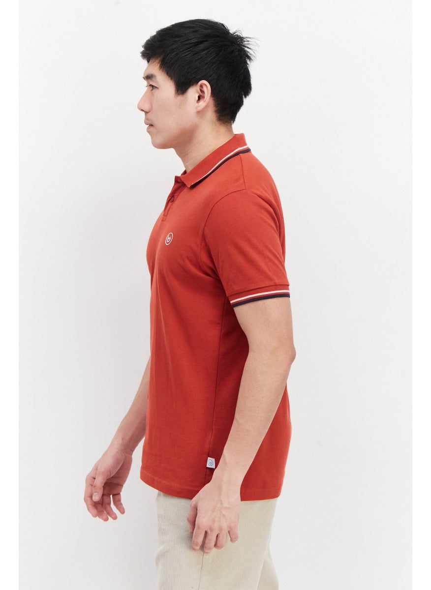 DUCK AND COVER - Men Regular Fit Brand Logo Short Sleeve Polo Shirt, Red Combo - Image 1
