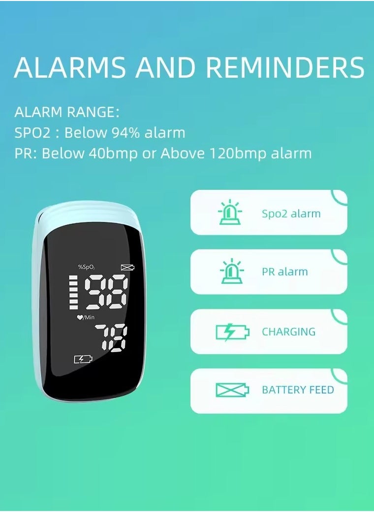 KHAJUL - Rechargeable Pulse Oximeter, Portable Finger Clip Oxygen Saturation Monitor, Accurate SpO2 and Heart Rate Detection (Green) - Image 1