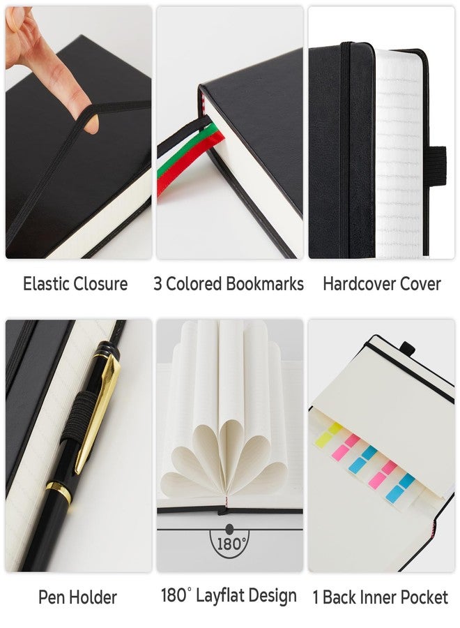 FOCUS DAY Journal Notebooks College Ruled, Thick Notebook Journal with 100GSM Paper, B5 Large Lined Notebook Journal for Women & Men, 7.1'' X 10'', 320 Pages, Black Leather Notebook - Image 2