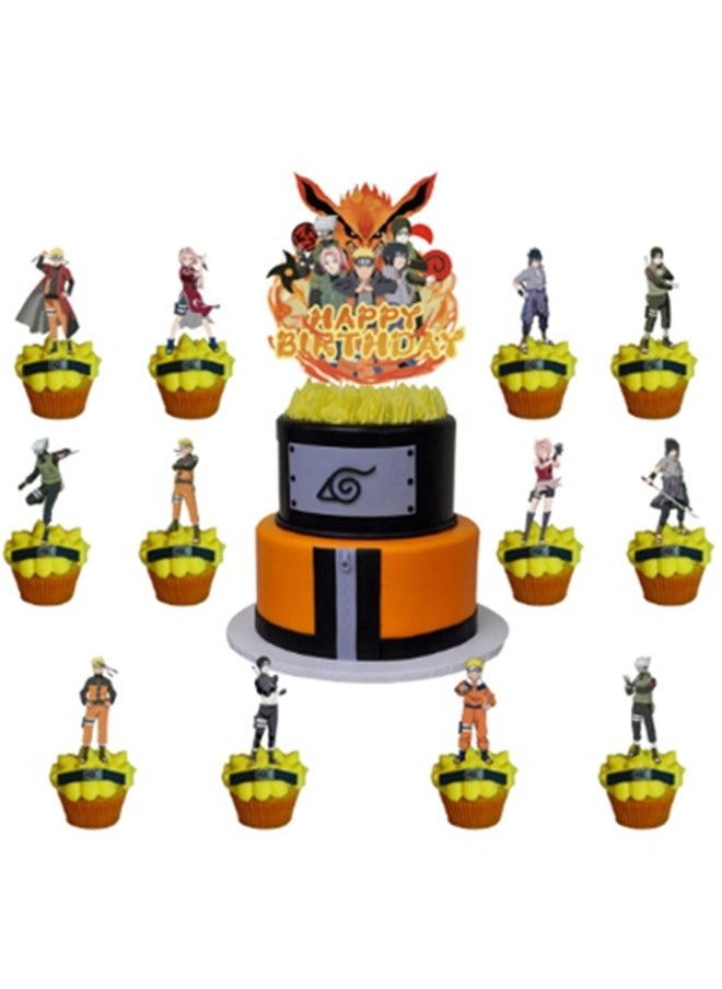 Generic - 46 Pieces Naruto Birthday Decoration,  Naruto Party Ornaments, Naruto Birthday Kit Includes Party Balloons, Happy Birthday Garland, Cake Decoration, Ideal for Children's Birthday Party - Image 1