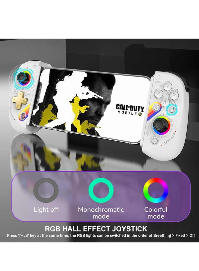 Wireless Gamepad Controller for iPad/Tablet/iPhone/Android/Switch with RGB Hall Effect Joystick/Hall Trigger/Turbo/Support Streaming on Xbox/PS4/PC Console/Cloud Gaming/CODM Mobile - Image 4