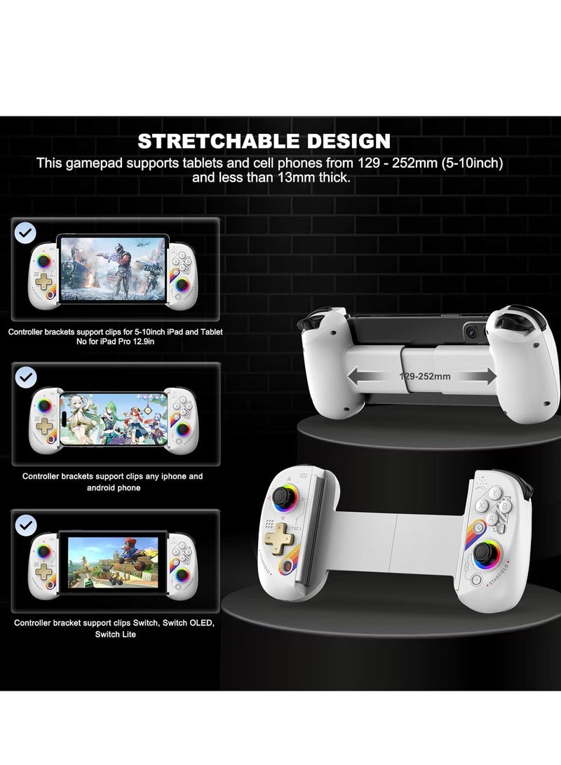 Wireless Gamepad Controller for iPad/Tablet/iPhone/Android/Switch with RGB Hall Effect Joystick/Hall Trigger/Turbo/Support Streaming on Xbox/PS4/PC Console/Cloud Gaming/CODM Mobile - Image 3