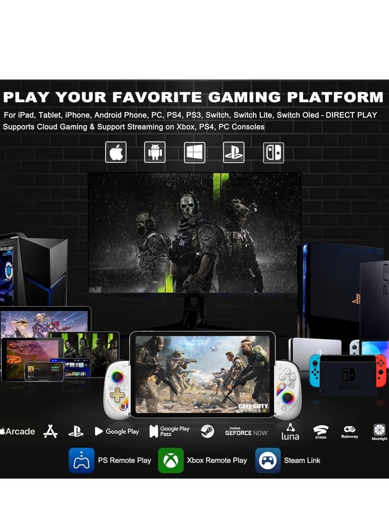 Wireless Gamepad Controller for iPad/Tablet/iPhone/Android/Switch with RGB Hall Effect Joystick/Hall Trigger/Turbo/Support Streaming on Xbox/PS4/PC Console/Cloud Gaming/CODM Mobile - Image 2