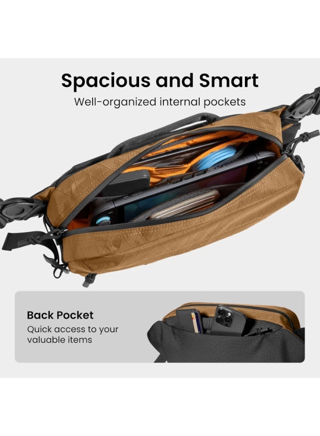 Tomtoc Wander-T26 X-Pac 5.5L Daily Sling Bag – Waterproof Tech & Gaming Crossbody Bag for 8.3” iPad Mini, Steam Deck/OLED, Nintendo Switch 2, ROG Xbox Ally/ROG Ally X, Nintendo Switch/OLED - Image 5