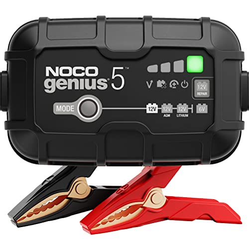 شاحن البطارية الذكي NOCO GENIUS5 5A 6V12V مع حماية من الشحن الزائد وتعويض درجة الحرارة لشحن البطاريات الرصاصية والليثيوم