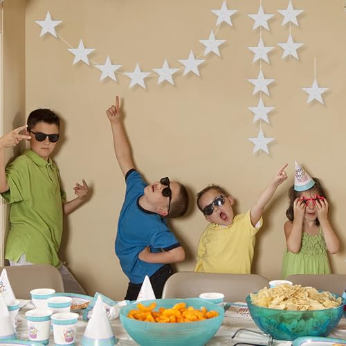 KEEPARTY 100 PCS Glitter Silver Five Star Cutouts Paper Star Cutout Silver Stars Cutout for Bulletin Board Classroom Wall Party Decoration Supply - Image 5