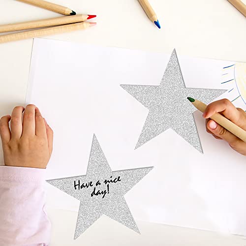 KEEPARTY 100 PCS Glitter Silver Five Star Cutouts Paper Star Cutout Silver Stars Cutout for Bulletin Board Classroom Wall Party Decoration Supply - Image 4