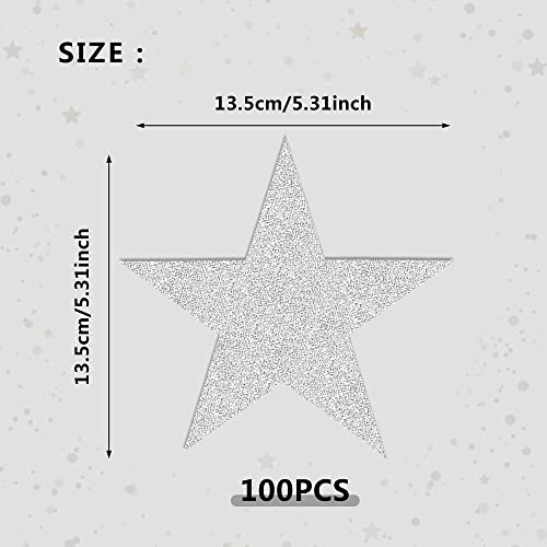 KEEPARTY 100 PCS Glitter Silver Five Star Cutouts Paper Star Cutout Silver Stars Cutout for Bulletin Board Classroom Wall Party Decoration Supply - Image 2
