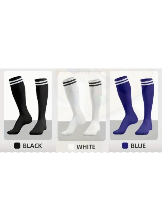 ٣ أزواج من الجوارب الرياضية المخططة للأطفال بطول الركبة للأولاد والبنات - Image 1