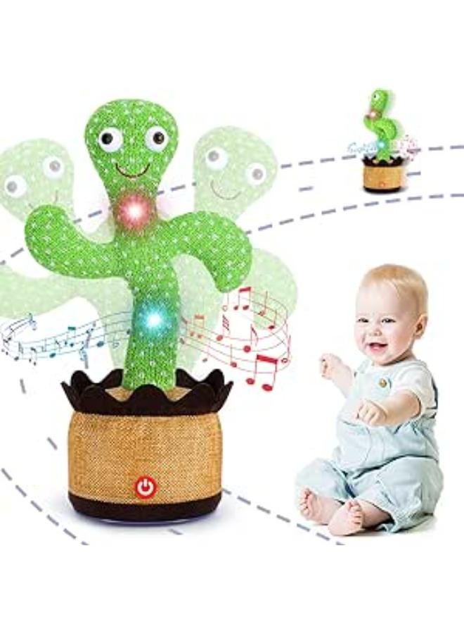 Dancing Cactus Baby Toys, Crawling Singing Recording Talking Cactus Toy Repeats What You Say, Electric Musical Plush Toys with Lights 120 Songs, Boy Girl Kids Gifts (Classic Edition)