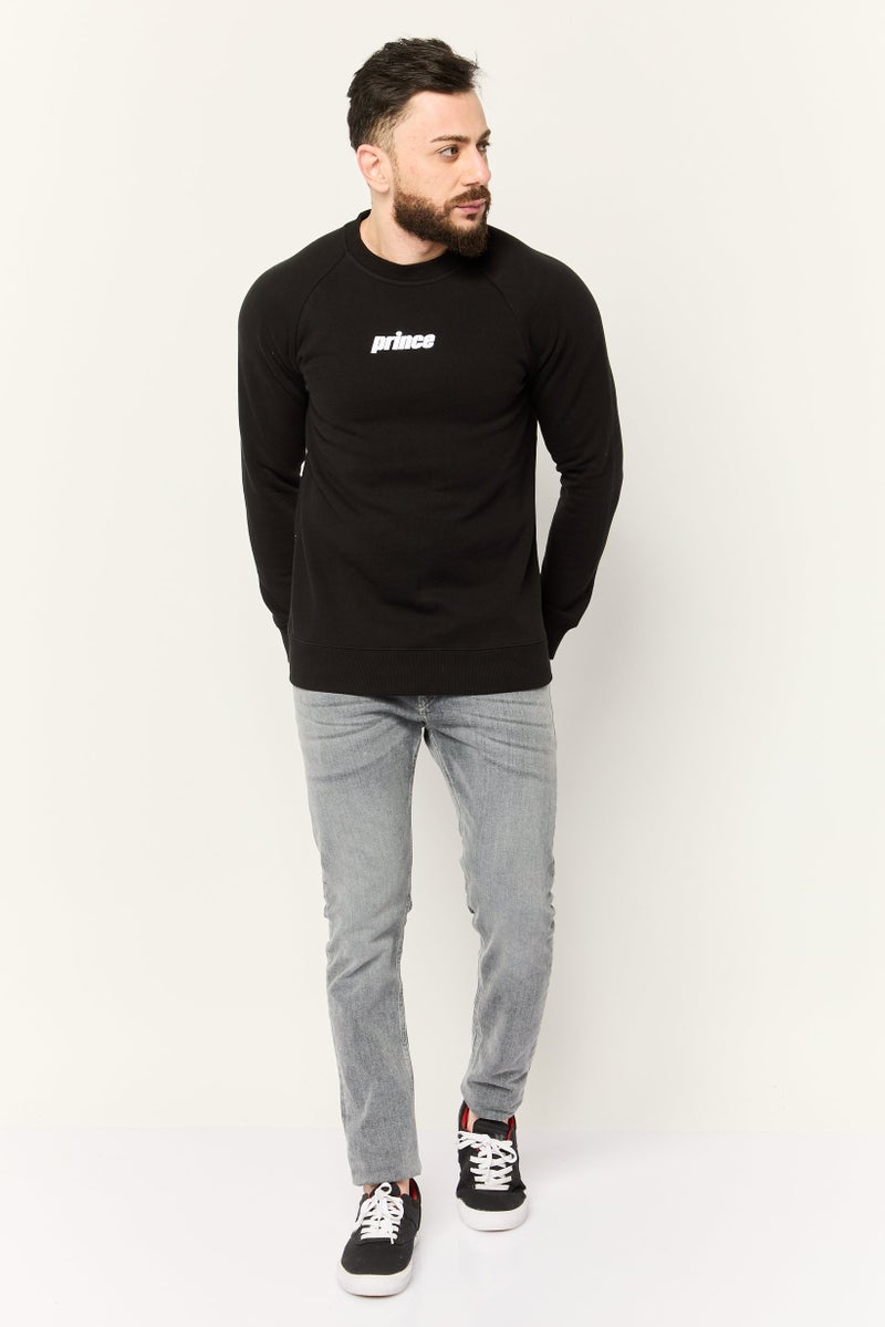 Prince Men Crew Neck Embroidered Logo Long Sleeve Sweatshirt, Black - Image 4