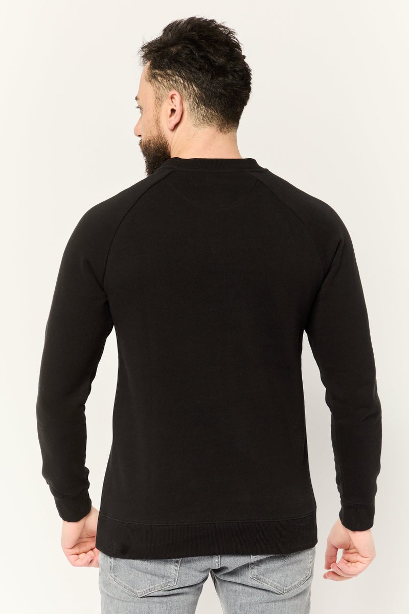 Prince Men Crew Neck Embroidered Logo Long Sleeve Sweatshirt, Black - Image 3