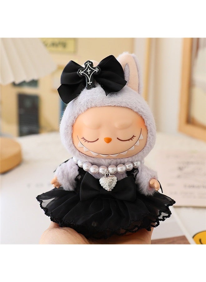 Sitting Party Doll Clothes Doll Clothes Ragcloth Clothes Plush Specification:Common To First And Second Generations-Color:Little Devil Two Piece Set+White Princess Shoes+Necklace (no Doll) - Image 2
