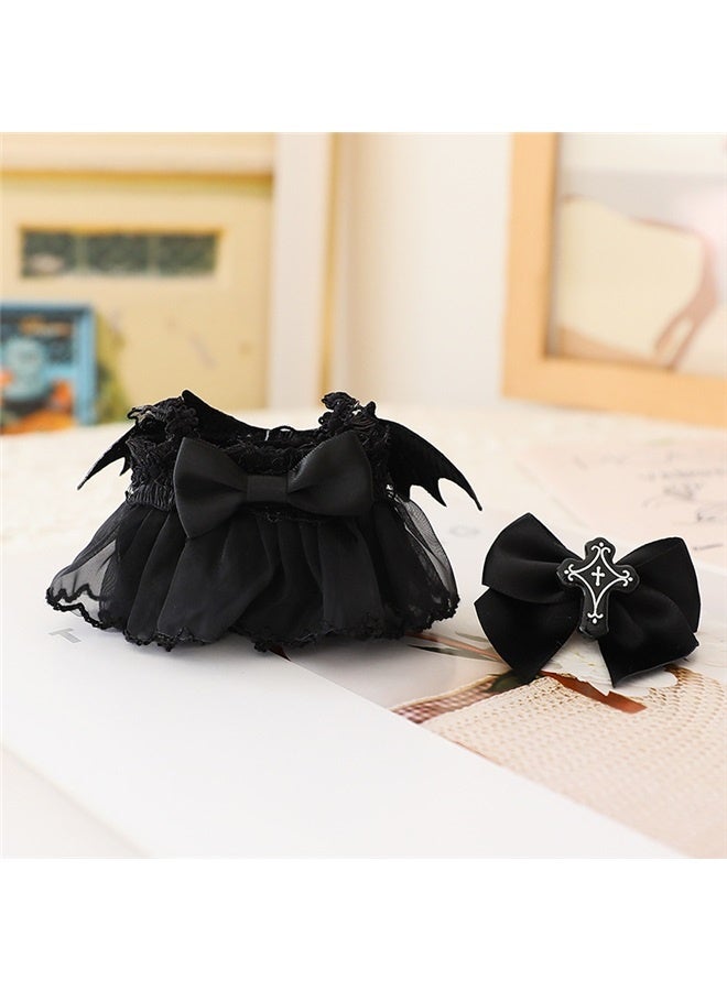 Sitting Party Doll Clothes Doll Clothes Ragcloth Clothes Plush Specification:Common To First And Second Generations-Color:Little Devil Two Piece Set+White Princess Shoes+Necklace (no Doll) - Image 3