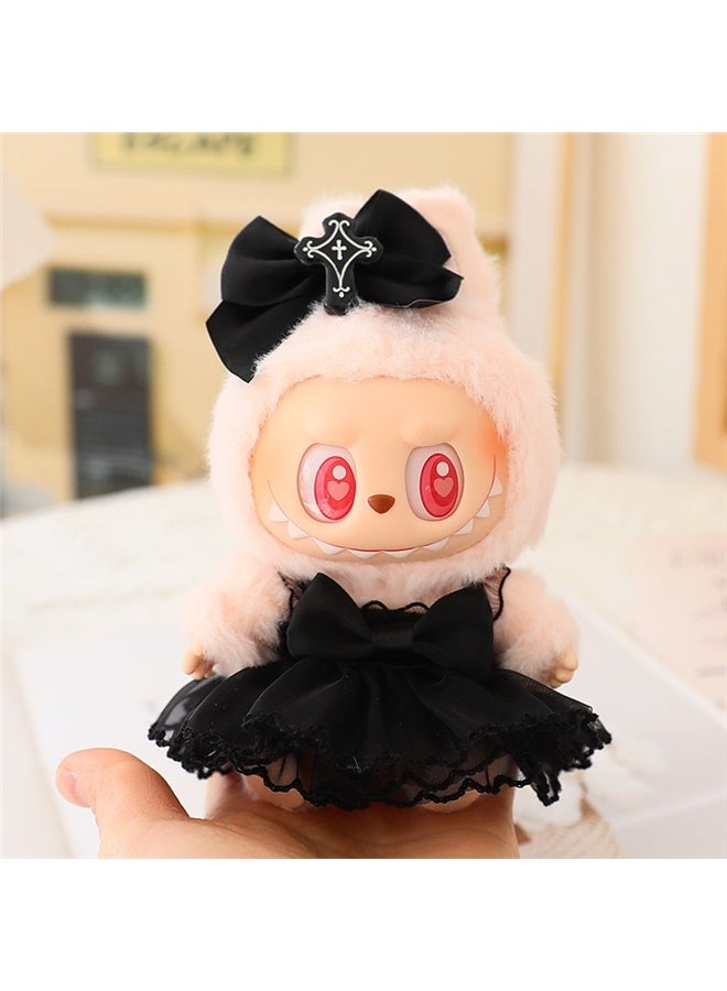 Sitting Party Doll Clothes Doll Clothes Ragcloth Clothes Plush Specification:Common To First And Second Generations-Color:Little Devil Two Piece Set+White Princess Shoes+Necklace (no Doll) - Image 4