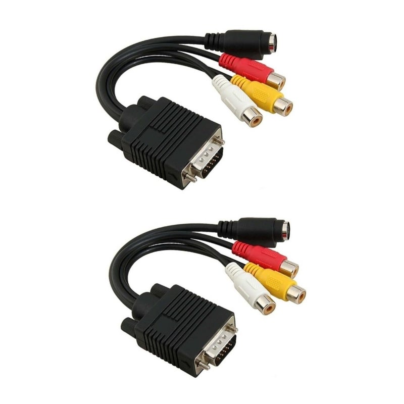 كابل محول VGA إلى S-Video 2 حزمة لتحويل إخراج الكمبيوتر المحمول وسطح المكتب والتلفزيون - Image 1