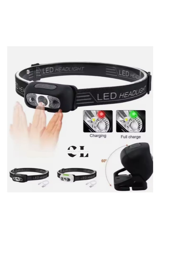 CREATIVE LIFE - Portable 1 Piece Motion Sensor Waterproof LED Sensor Mini Headlamp, USB Rechargeable Built-in Battery Headlight, For Outdoor Camping Fishing Hiking - Image 1
