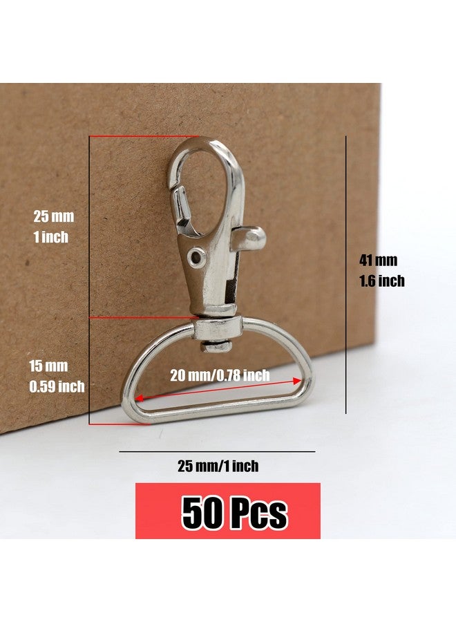 YAKA 50 Pack Premium Metal Lobster Claw Clasps 360° Swivel Trigger Snap Hooks by Swivel Clasps with D Ring (D Ring Inner Width 0.78inch) - Image 2