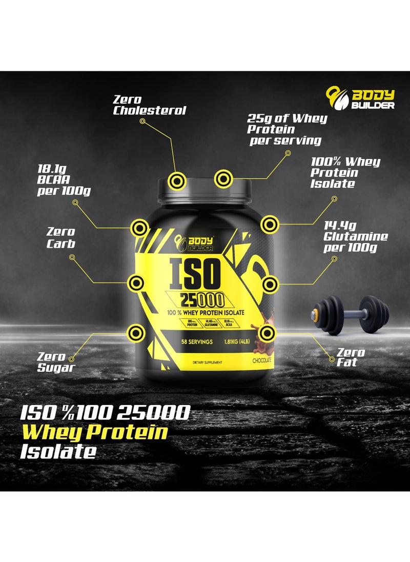 Body Builder ISO 25000, Whey Protein Isolate, Zero Fat and Zero Carb, Gourmet Chocolate Flavor, 4 Lbs  - Image 2