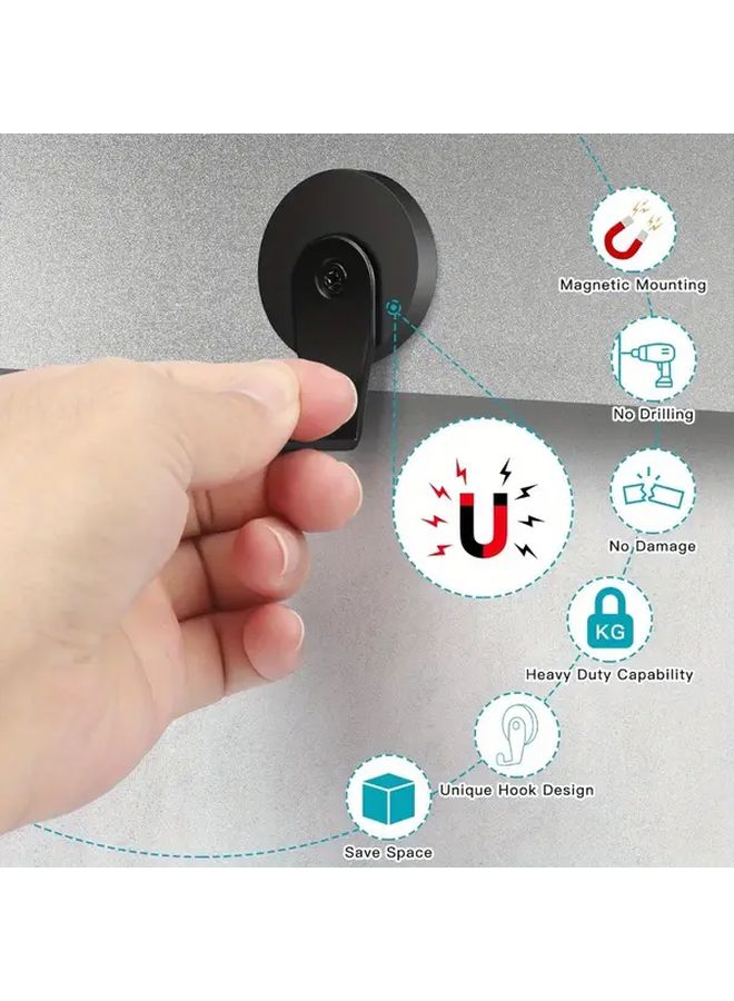 2 Pack Black Heavy Duty Wreath Hooks Curved No Slip Grip For Wall Door Refrigerator - Image 3