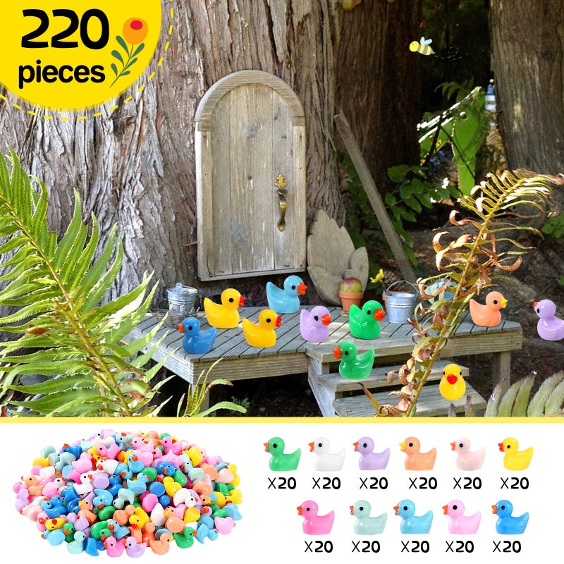 GliSun 220 Pieces Mini Resin Ducks Tiny Duck for Garden Micro Landscape Ornament Dollhouse Prank Christmas Falloween Birthday Party Favors DIY Decoration Craft(11 Colors) - Image 4