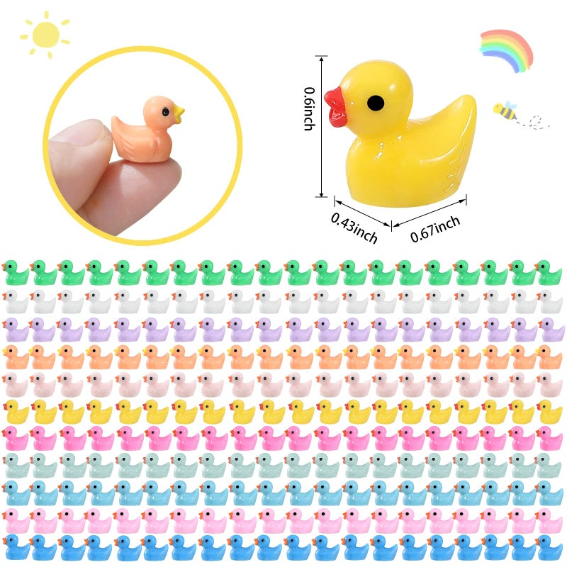 GliSun 220 Pieces Mini Resin Ducks Tiny Duck for Garden Micro Landscape Ornament Dollhouse Prank Christmas Falloween Birthday Party Favors DIY Decoration Craft(11 Colors) - Image 2