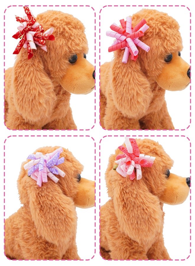 PET SHOW 20 Pack/10 Pairs Pink Curly Dog Hair Bows with Rubber Bands for Small Medium Dogs Girl Spiral Puppy Swirl Topknot Cat Female Holiday Hair Accessories Pet Favor Gift(Pink) - Image 4