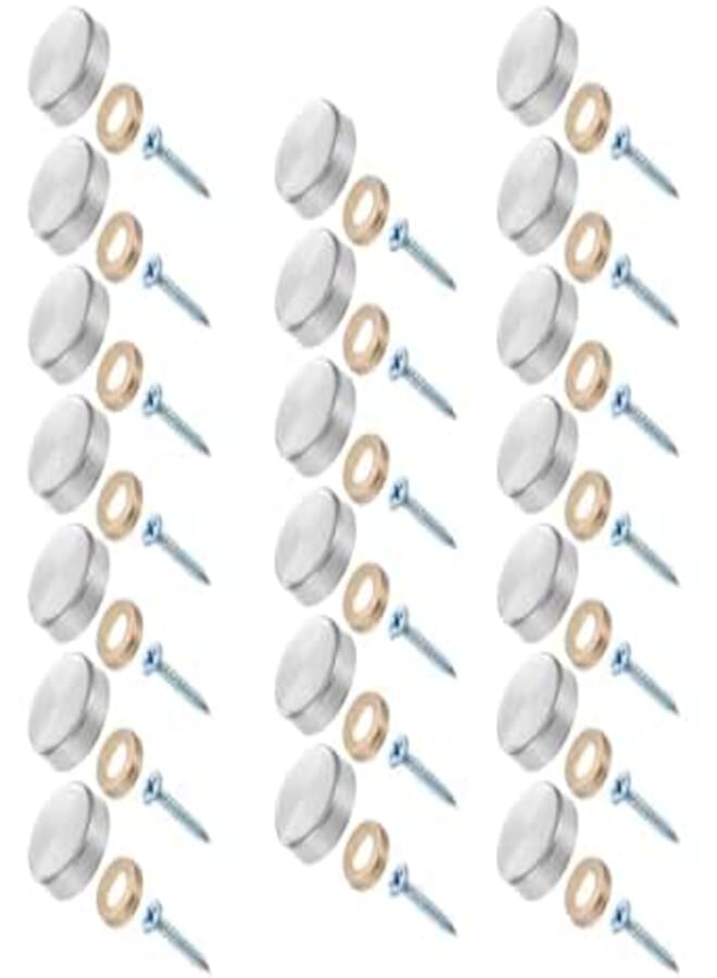 THE WHITE SHOP 5pcs,Stainless Steel Screw Cover Cap, 0.63"/16mm Diameter Mirror Decorative Screws with Caps Silver Mirror Screws Fasteners, Sign Advertising Hardware, Nails, Construction,Chrome