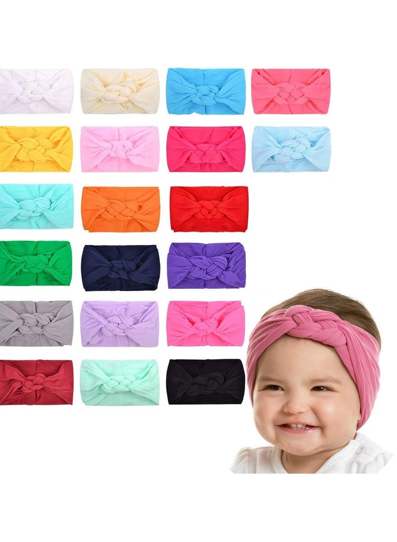 20pcs Bows Headbands Baby Girls, Baby Girls Nylon Headbands Hairband Elastic Turban Hair Accessories for Kids Toddlers Infants - Image 1