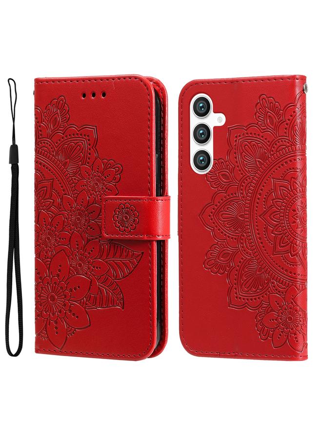 اس-توب جراب لهاتف Samsung Galaxy S23 FE 5G جراب هاتف جلدي منقوش عليه زهور 7 بتلات - Image 1