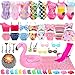 HONLAELLA 27 Pcs Doll Summer Doll Clothes Accessories Including 5 Swimsuits 8 Pairs of Shoes Beach Chair Bonfire Swim Ring Summer Accessories for 115 Inch Girl Dolls Playset - Image 2