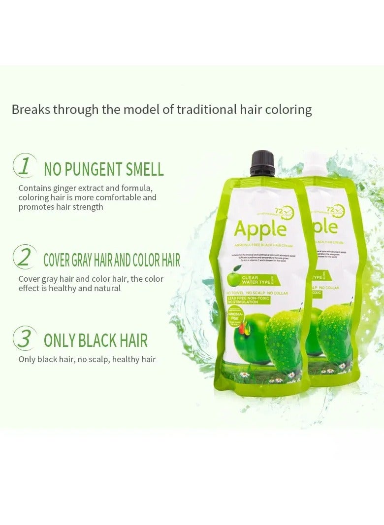 Apple Apple Fruit Black Hair Cream Natural Black Hair Dye - 500ml+500ml - Image 2