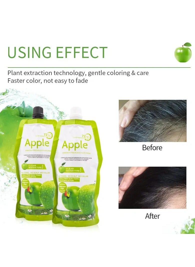 Apple Apple Fruit Black Hair Cream Natural Black Hair Dye - 500ml+500ml - Image 4